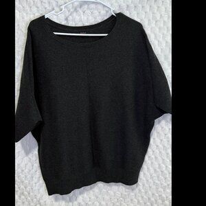 Quince Lightweight Cotton Cashmere Link-Stitch Sweater - L - Heather Charcoal